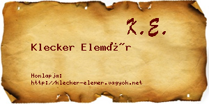 Klecker Elemér névjegykártya